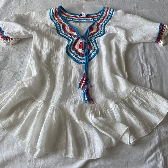 Another Story Women's Crochet Trimmed‎ White Beach Cover-Up Top Size Small - Picture 7 of 11